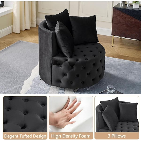 Tufted Seat Cushion Extra Thick High Elasticity Soft Round Solid