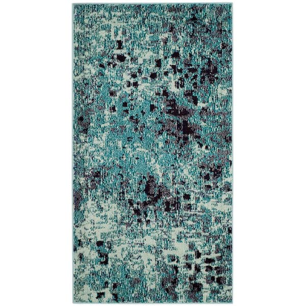 SAFAVIEH Monaco Light Blue/Multi Doormat 2 ft. x 4 ft. Geometric Area Rug