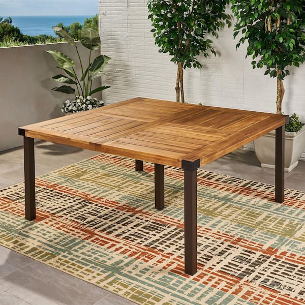 Harper & Bright Designs Oversized Square Acacia Wood Outdoor Dining Table