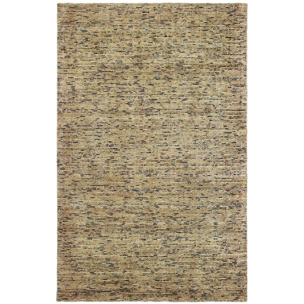5' X 8' Gold And Green Hand Tufted Area Rug