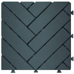 Herringbone Pattern 12 in. x 12 in. Plastic Deck Tile in Charcoal Gray (9-Piece)