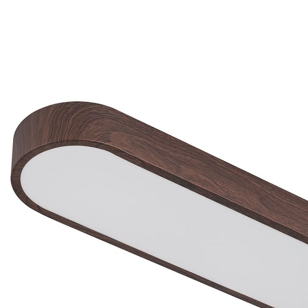 5.51 In. 41W Modern Walnut Integrated LED Flush Mount with White Acrylic Shade, Minimalist Dimmable LED Ceiling Light