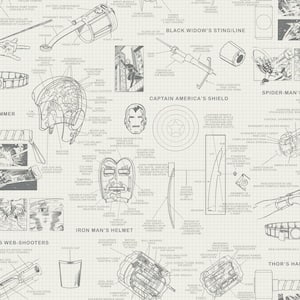 56 sq. ft. Marvels Heroes Schematics Wallpaper