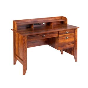 48 in. Rectangular Golden Cherry 3 Drawer Executive Desk with File Storage