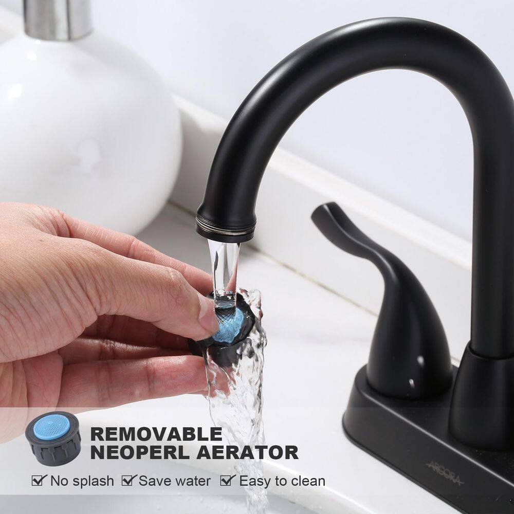 Matte Black Double Handle High Arc Bathroom Faucet
