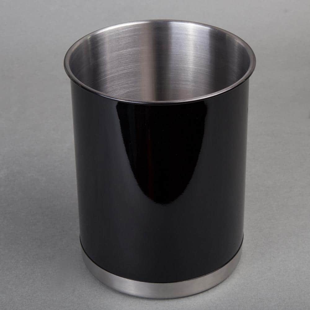 Black Stainless Steel Cylinder Kitchen Utensil Holder, 5" x 6.3"