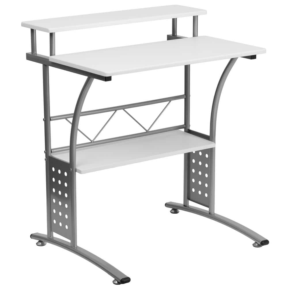 Flash Furniture 28 in. Rectangular White Computer Desks with Storage