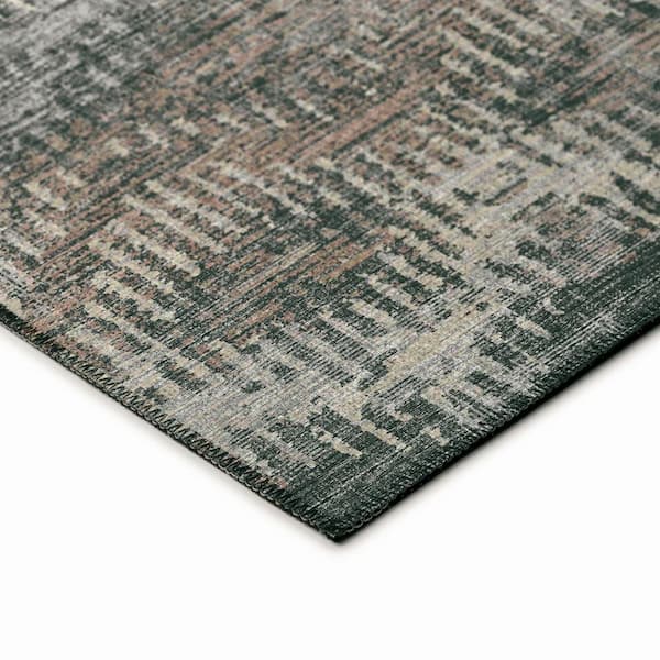 Bravado Grey 8 ft. x 8 ft. Geometric Indoor/Outdoor Washable Area Rug