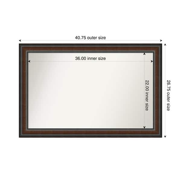 Amanti Art Cyprus Walnut 40.75 in. x 26.75 in. Custom Non-Beveled Wood Framed Bathroom Vantiy Wall Mirror