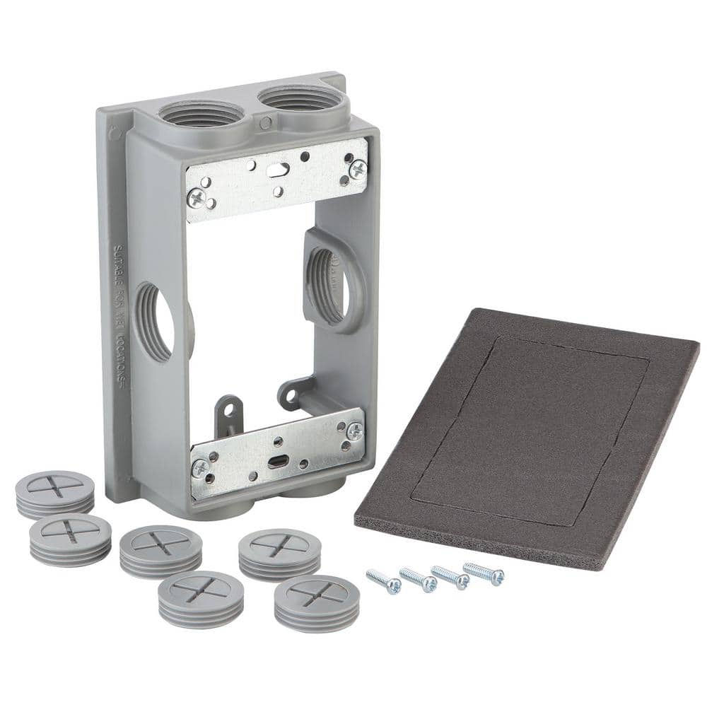 1-Gang Metallic Weatherproof Extension Ring with (6) 3/4 in. Holes, Gray