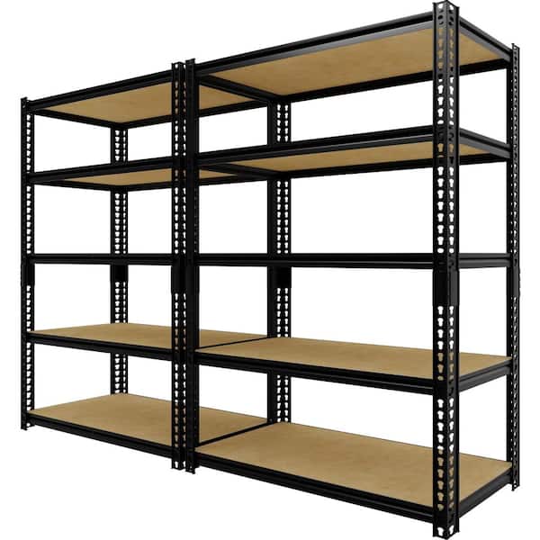 2-Pack 5-Tier Metal Wire Shelving Storage Rack Heavy Duty Metal Shelf Unit Height Adjustable for Garage Kitchen Pantry