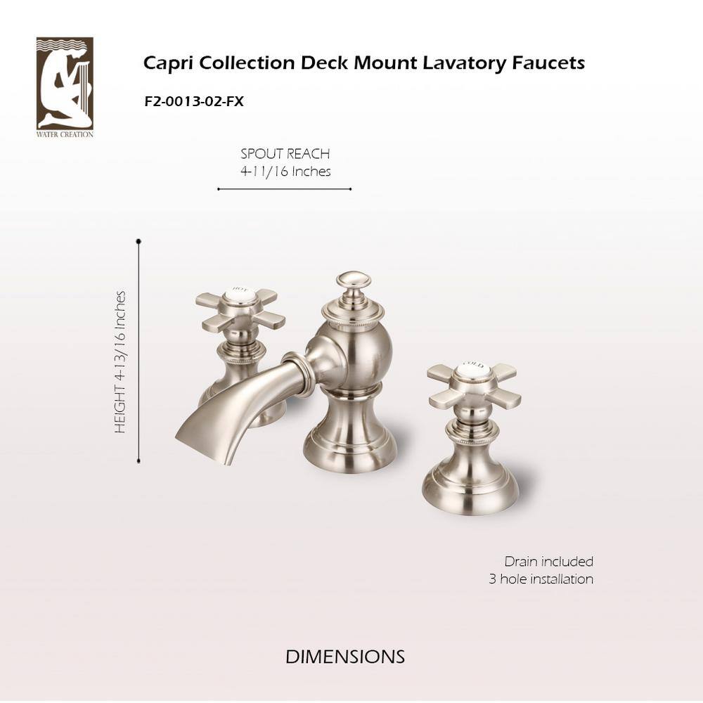 Brushed Nickel Widespread Bathroom Faucet with Cross Handles