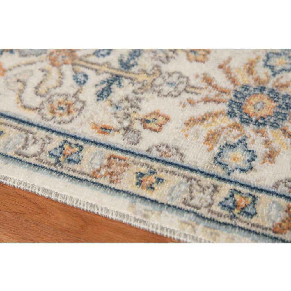 Boho Chic Beige & Orange Floral Polypropylene Area Rug 8'9" x 11'9"