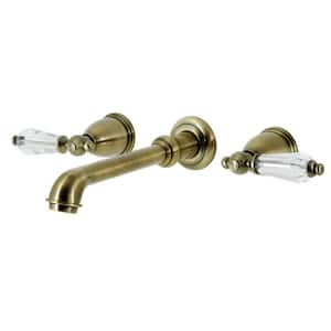 Wilshire 2-Handle Wall-Mount Bathroom Faucets in Antique Brass