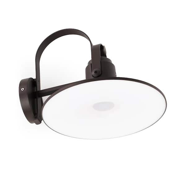 LUTEC 1-Light Bronze LED Outdoor Barn Light Wall Sconce with Bluetooth Speaker