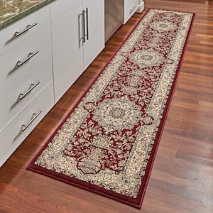 Majestic Silas Red 2 ft. x 9 ft. Border Indoor Runner Rug