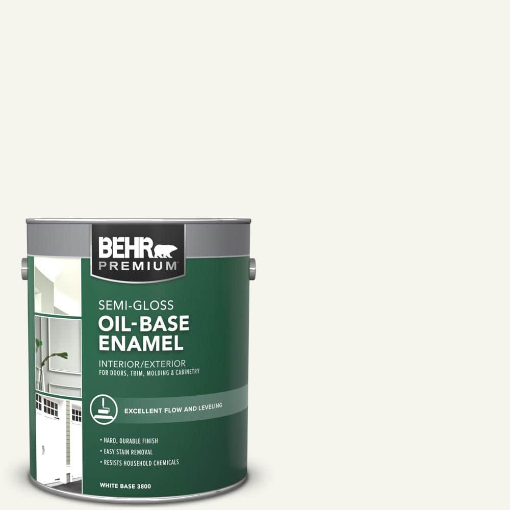 BEHR 1 gal. White Oil-Base Semi-Gloss Enamel Interior/Exterior Paint 380001  - The Home Depot