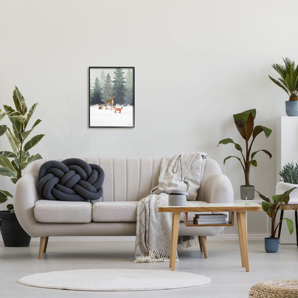 Winter Forest Animals Canvas Print with Black Frame, 16x20