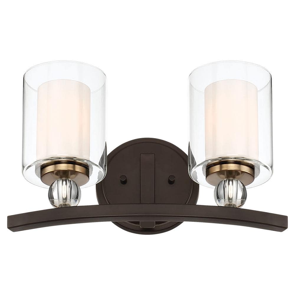 Studio 5 2-Light Painted Bronze with Natural Brushed Brass Bath Vanity Light price history on PriceWatchPro
