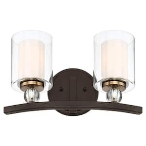 Studio 5 2-Light Painted Bronze with Natural Brushed Brass Bath Vanity Light