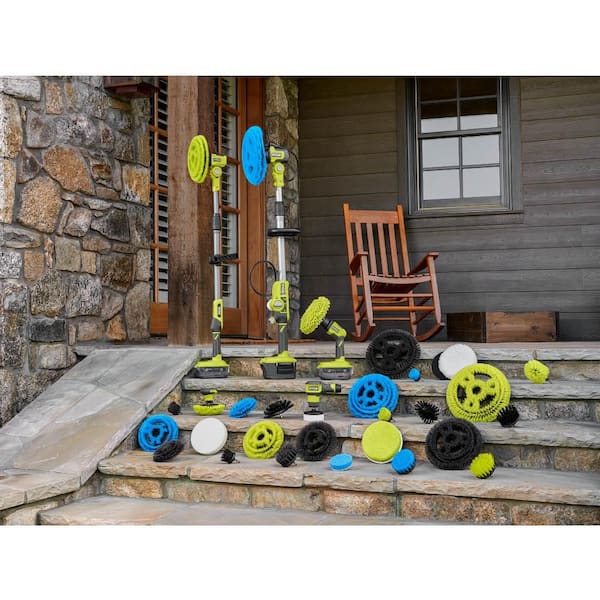 Ryobi One+ 18V Cordless Power Scrubber (Tool Only) with 6 in. 4-Piece Microfiber Cleaning Kit