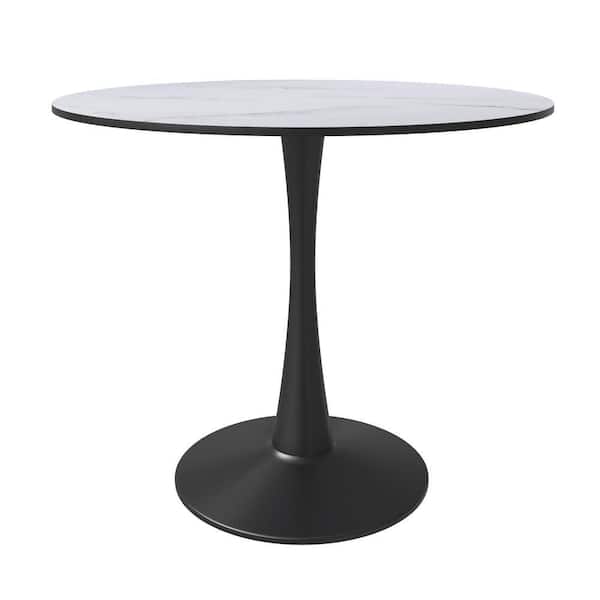 Leisuremod Bristol Dining Table 35 in. Round MDF Wood in Black