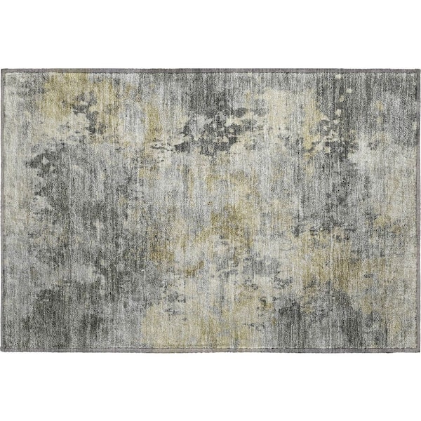 Mayfield Premium Machine Washable Abstract AMF2073 Pewter 2 ft. x 3 ft. Accent Rug