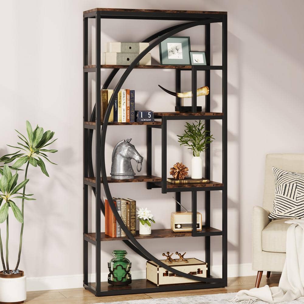 Reviews for BYBLIGHT 70.8 in. Tall Rustic Brown Engineered Wood 8Shelf