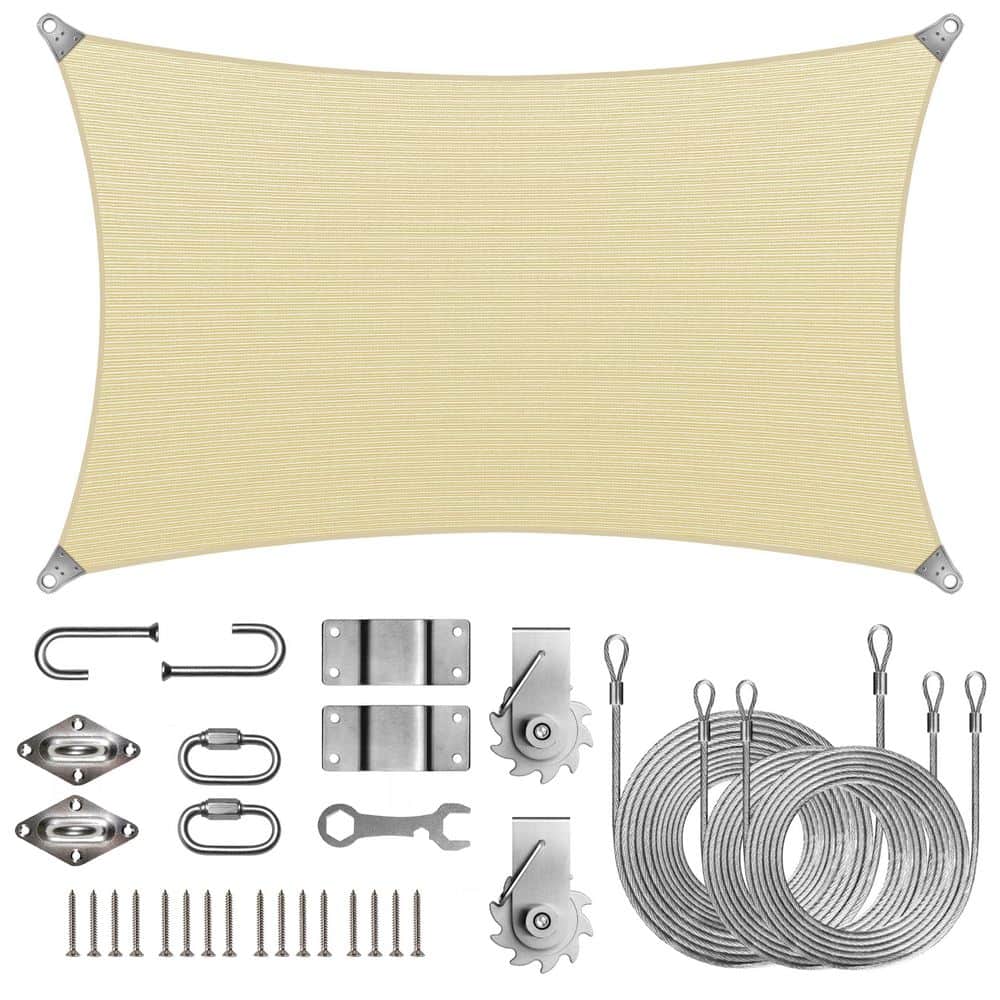 Super Ring 20 ft. x 22 ft. Sun Shade Sail with Winch Kits-Beige price history on PriceWatchPro