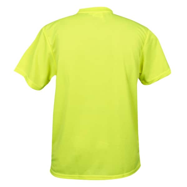 VRST Mens Solid Lo Vis Yellow Short Sleeve Crew Neck Washed Pima Tee Size M