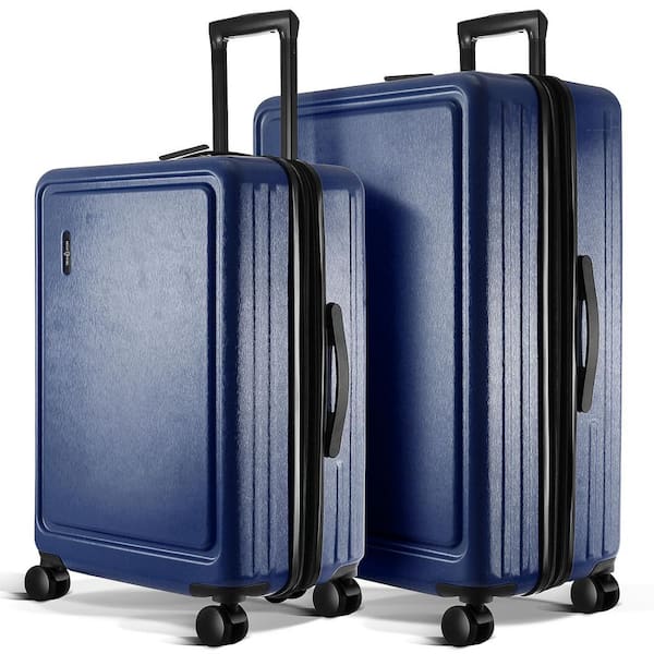 TRAVELARIM 2-Piece Navy Blue 24 in.-28 in. Nested Hard Luggage Set Expandable Spinner Suitcase TSA Compliant