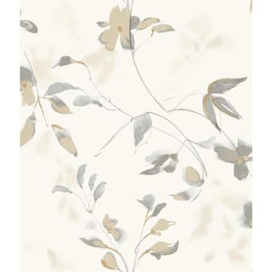 Soft Neutral Linden Flower Non Woven Preium Peel and Stick Wallpaper Approximate 34.2 sq. ft.