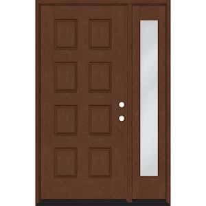 Regency 57 in. x 80 in. 8-Panel LHIS Chestnut Stain Mahogany Fiberglass Prehung Front Door w/12 in. Sidelite