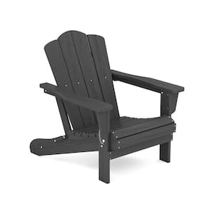 Gray Folding Composite Adirondack Chairs Without Cushion Set of 1