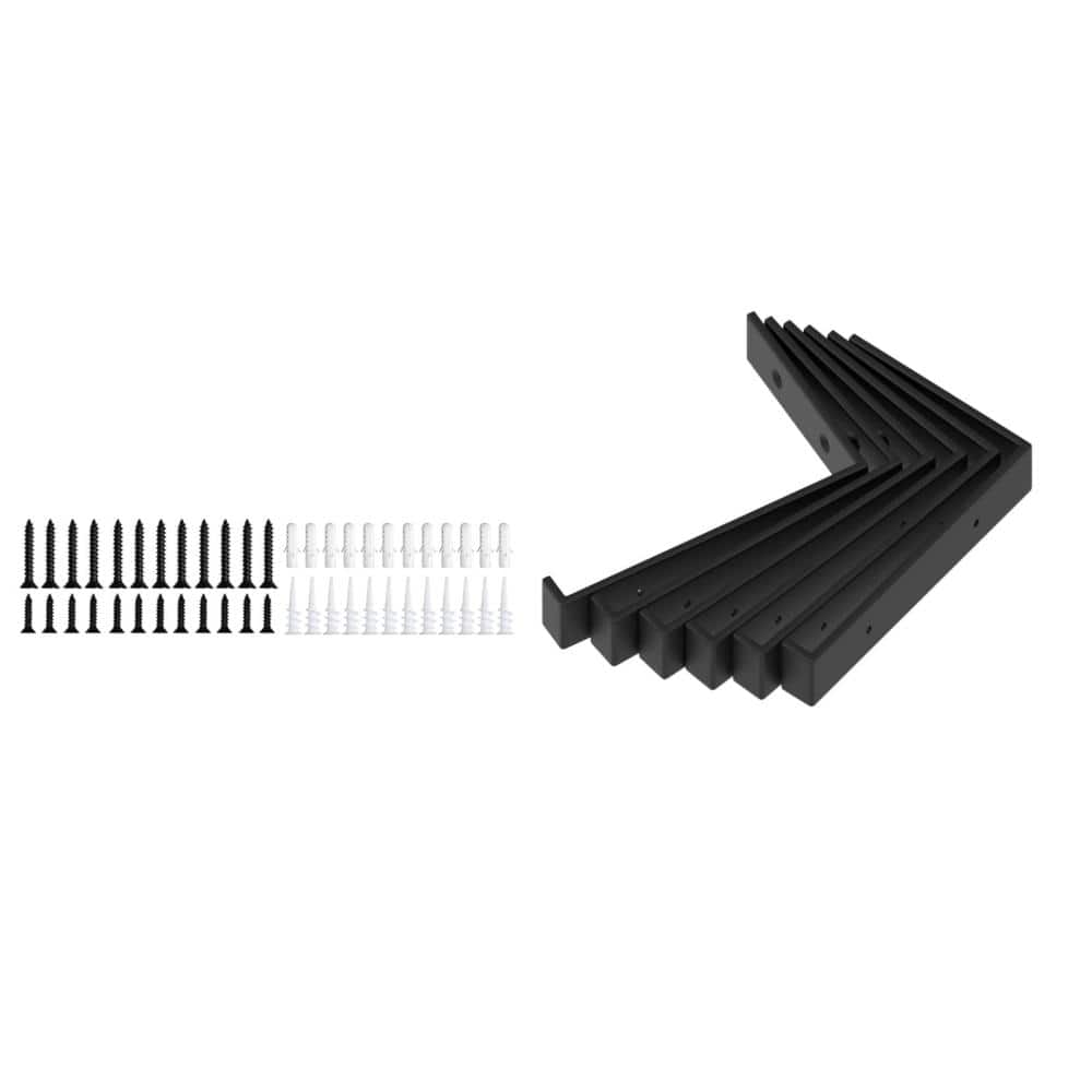 6 Pack 6 in. x 12 in. Heavy Duty Iron Shelf Bracket, Black price history on PriceWatchPro