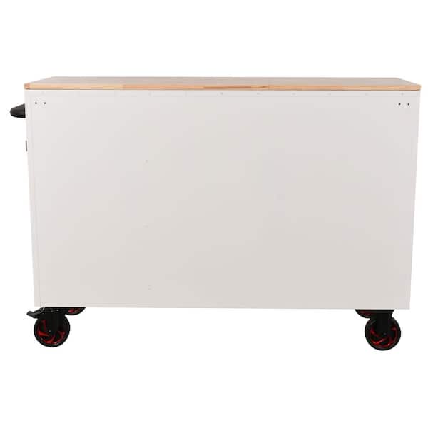 Husky Standard-Duty 52 in. W 10-Drawer Matte White Mobile
