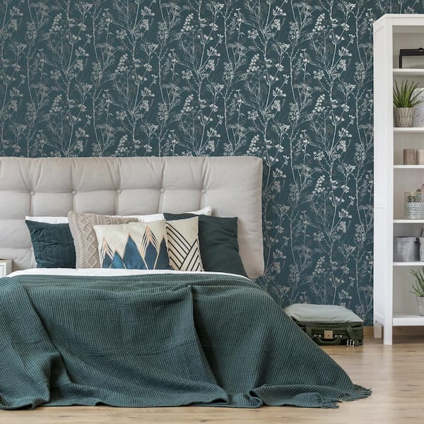Hedgerow Teal Wallpaper