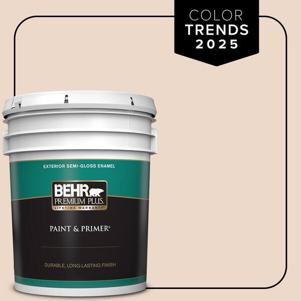 BEHR PREMIUM PLUS 5 gal. #S210-1 Nutmeg Frost Semi-Gloss Enamel Exterior Paint & Primer