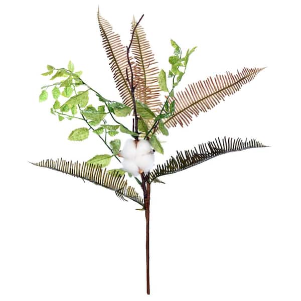 19 in. in Green Artificial Fern Cotton Spray, 3-Sprays Per Pack