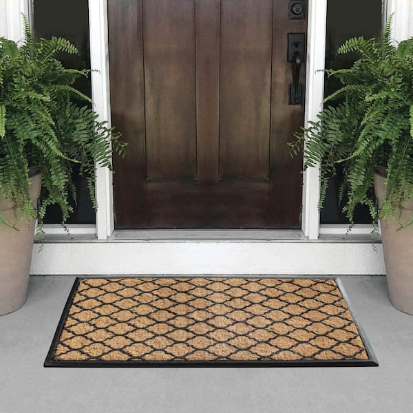 A1 Home Collections Large Outdoor Floor Mat, Natural Rubber, 30 in x 48 in, Ideal for Entryway, Scrapes Shoes Clean of Dirt & Grime, Heavy Duty Door