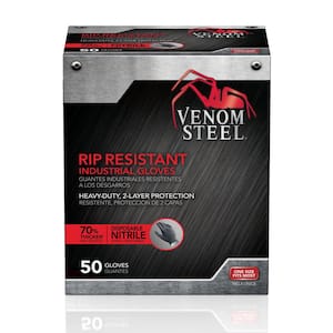 Rip Resistant 2-Layer one size fits most Nitrile gloves in Black 50 count