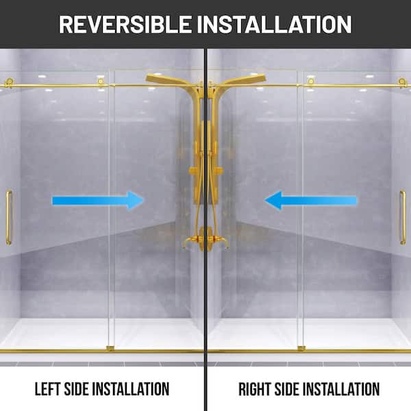 ANZZI Madam Series 76 in. x 50-54 in. Frameless Sliding Shower