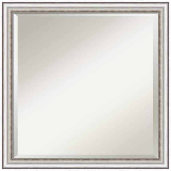 Amanti Art Salon Silver Narrow 22.5 in. W x 22.5 in. H Framed Beveled Wall Mirror in Silver