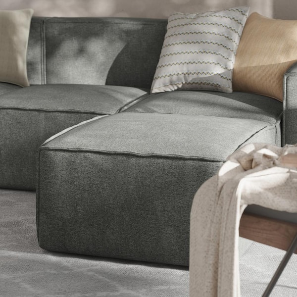 Carnegy Avenue Dark Gray Fabric Ottoman