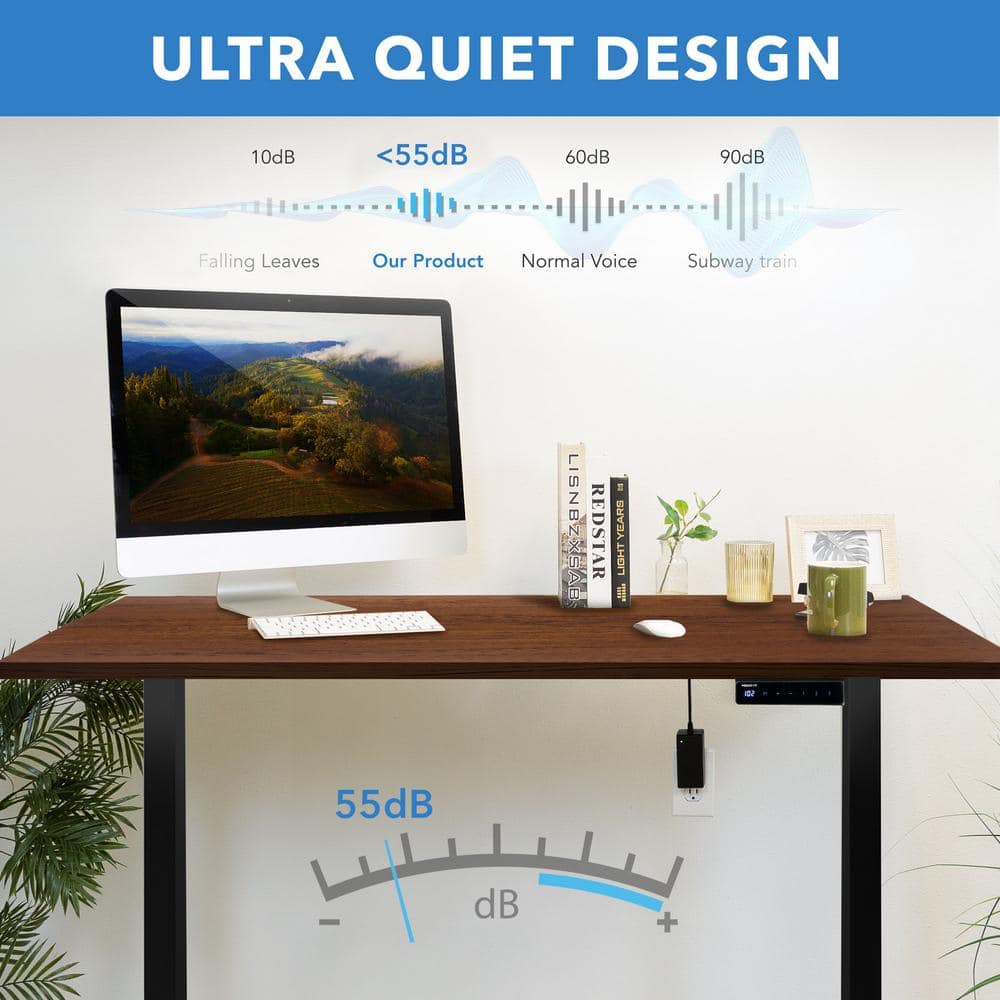 Hazelnut and Black Adjustable Electric Standing Desk with Steel Frame