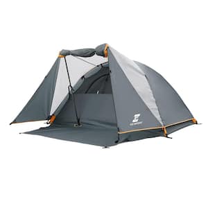6 ft. x 4.5 ft. Aluminum Poles Tent with Bike Shed and Rainfly-Portable Dome Tents for Camping in Grey