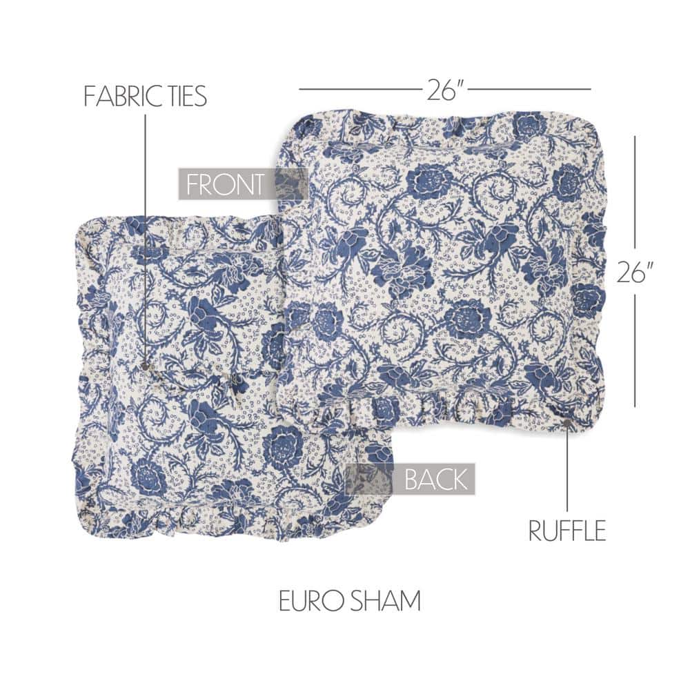 VHC Brands Dorset Navy Cotton Pillow Sham