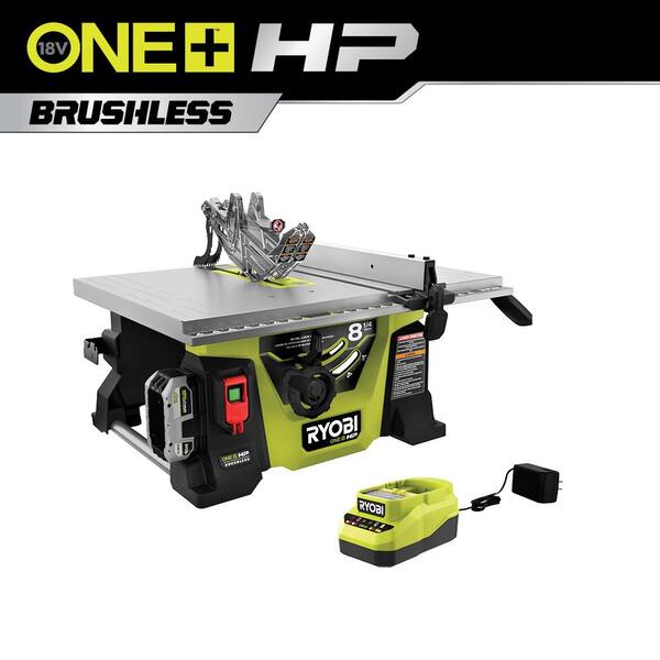RYOBI ONE+ HP 18V Brushless Cordless 8-1/4 in. Table Saw Kit with (2) 4.0 Ah HIGH PERFORMANCE Batteries and Charger