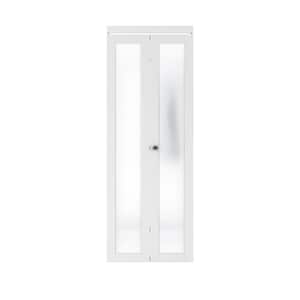 30 in. x 80 in. 1-Lite Frosting Glass MDF White Finished Closet Bi-Fold Door with Hardware