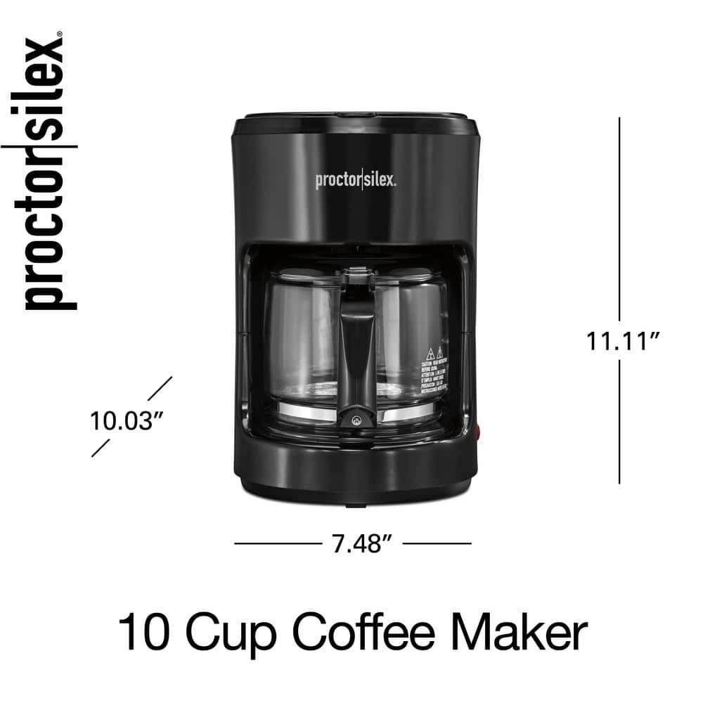 Proctor Silex 10-Cup Black Drip Coffee Maker with Glass Carafe